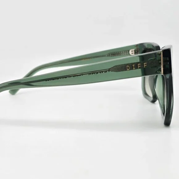 Diff Eyewear Ariana II Crystal Green Frame Green Gradient Lens Sunglasses w Case - Picture 9 of 16